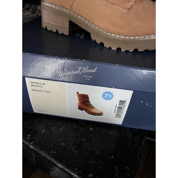 Women's Ophelia Memory Foam Combat Boots Universal Thread Tan Size 7.5 - Picture 8 of 12